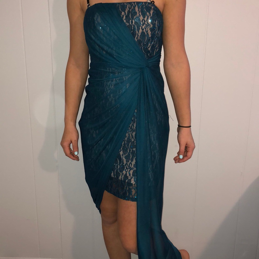 Wendye Chaitin teal size 4 mid length dress